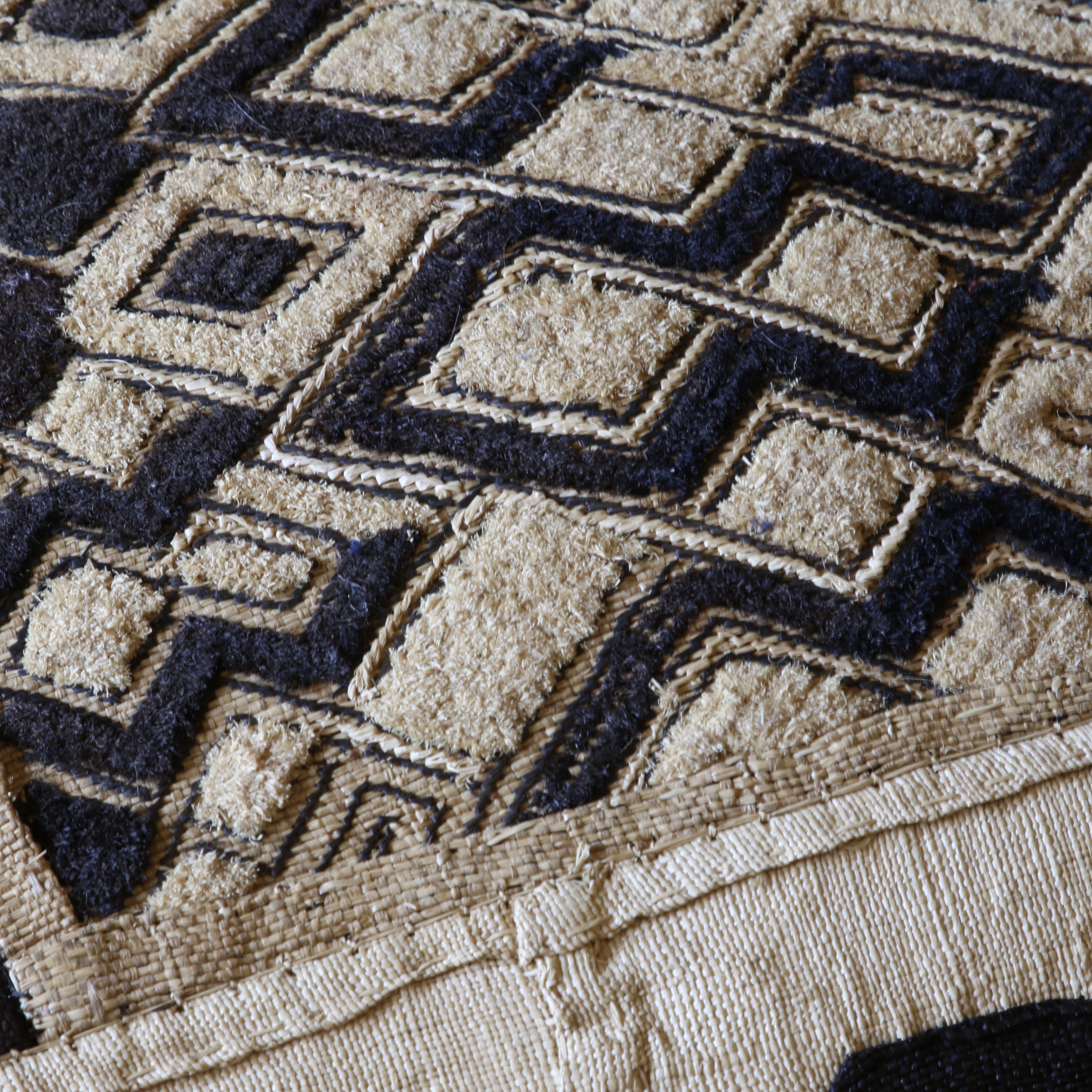 Kuba Cloth Cushions with Silk Fringe